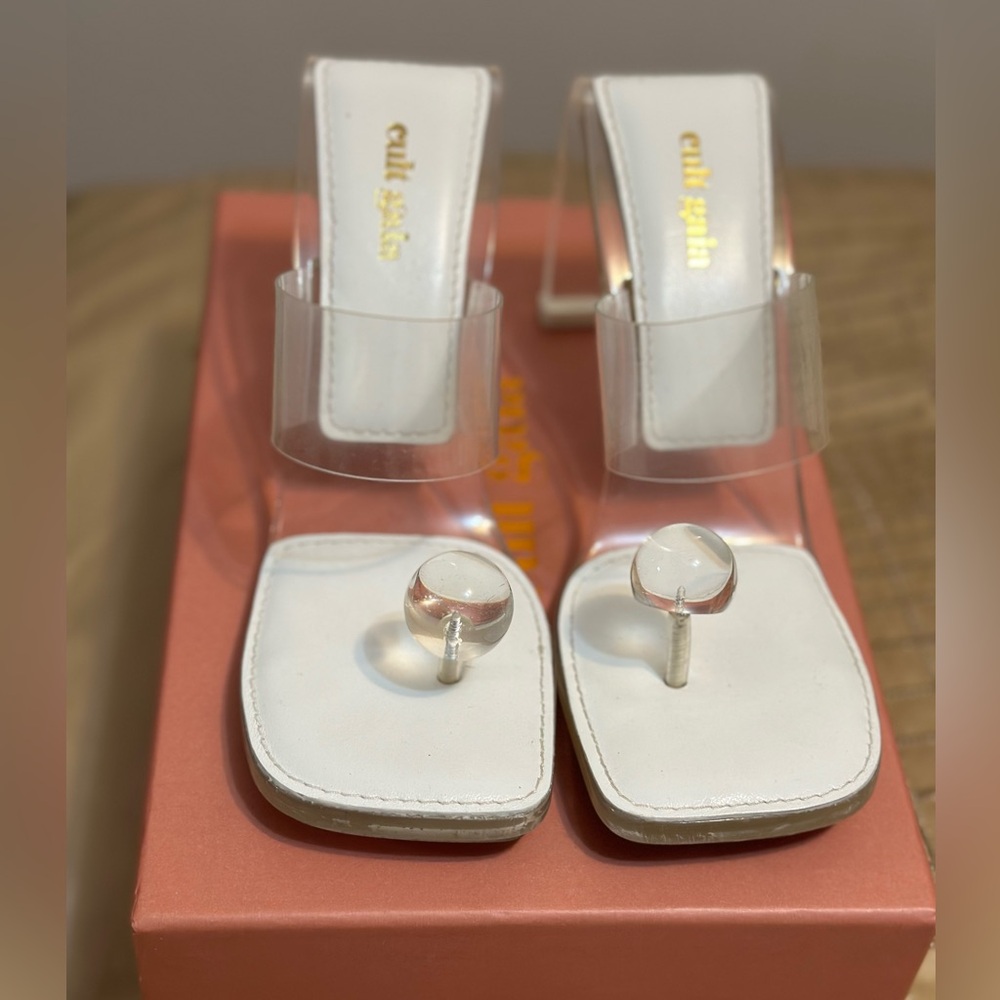 PRE- OWNED Cult Gaia Ballari Clear Thong Slide Sandals SZ 38.5